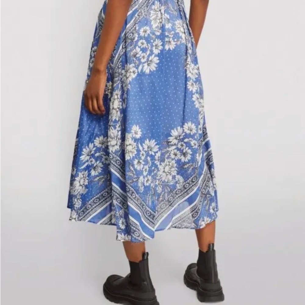 SANDRO Blue Floral Border-Print Maxi Skirt - Picture 4 of 7